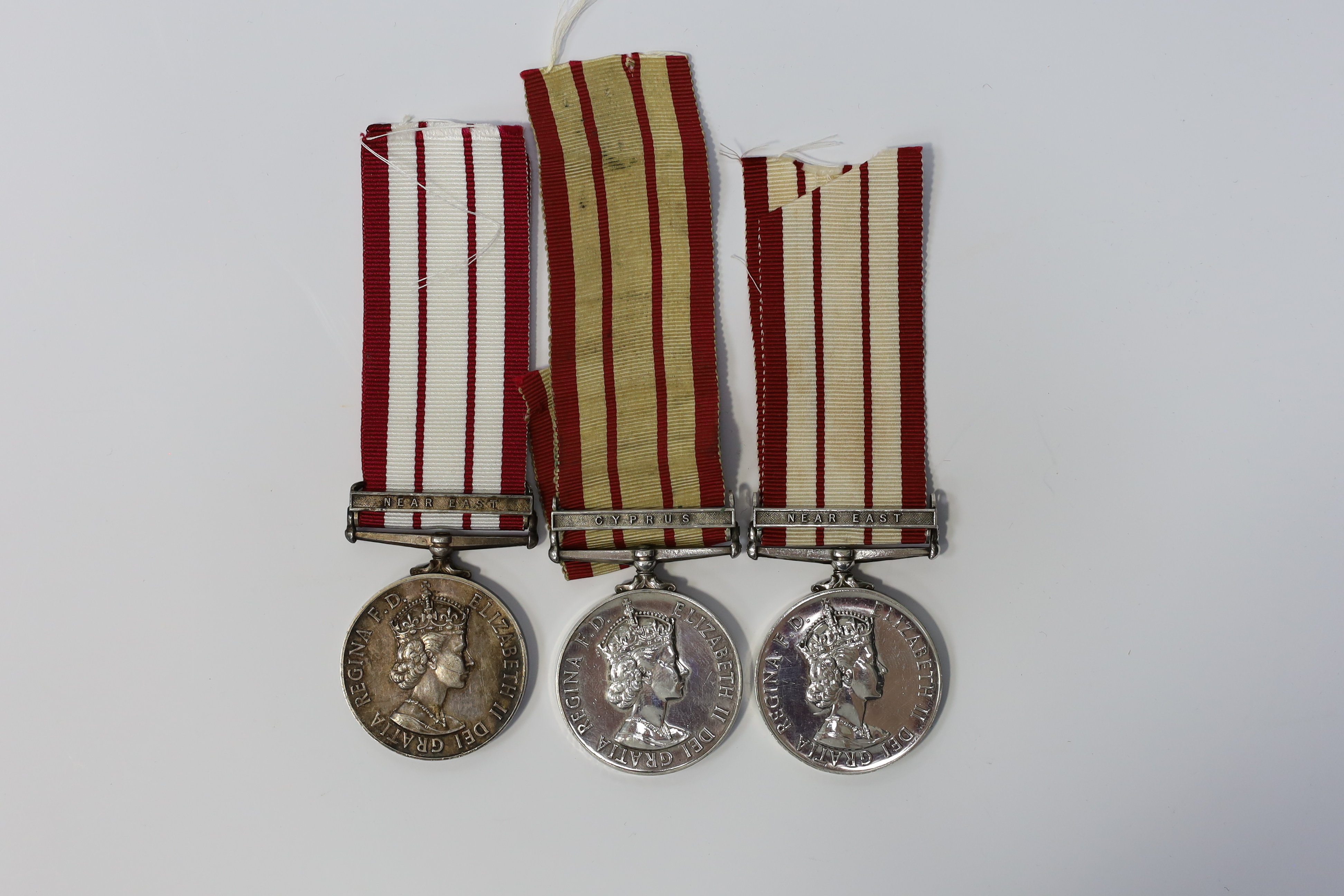 Three ERII Royal Navy General service medals awarded to